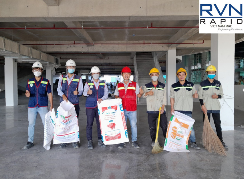 Cleaning construction sites at White Palace Convention Center